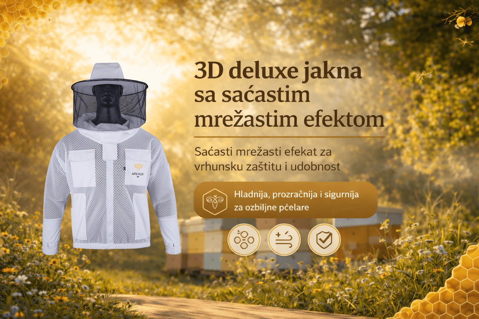 3D deluxe jakna sa saćastim mrežastim efektom